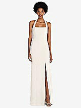 Front View Thumbnail - Ivory Tie Halter Open Back Trumpet Gown 