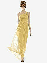 Front View Thumbnail - Maize Illusion Plunge Neck Shirred Maxi Dress