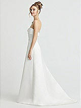 Side View Thumbnail - Off White Bow Cuff Strapless Princess Wedding Dress with Pockets