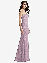 Side View Thumbnail - Suede Rose Sweetheart Strapless Sequin Lace Trumpet Gown