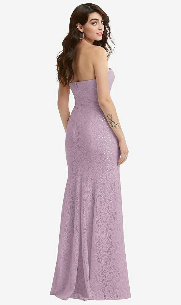 Back View - Suede Rose Sweetheart Strapless Sequin Lace Trumpet Gown