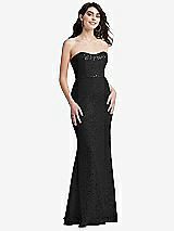 Front View Thumbnail - Black Sweetheart Strapless Sequin Lace Trumpet Gown