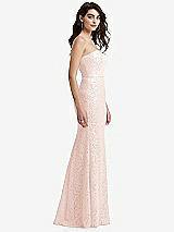Side View Thumbnail - Blush Sweetheart Strapless Sequin Lace Trumpet Gown
