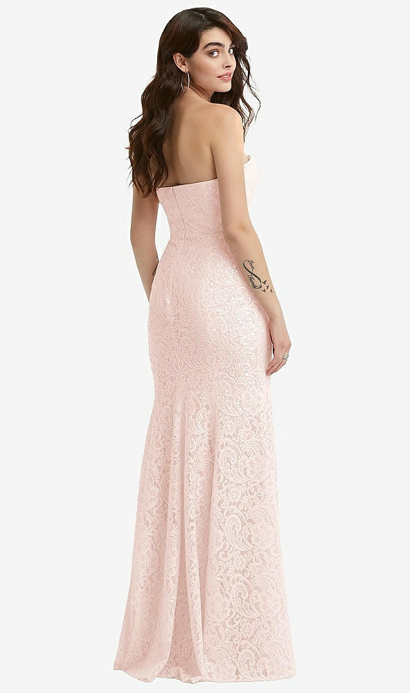 Back View - Blush Sweetheart Strapless Sequin Lace Trumpet Gown