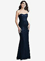 Front View Thumbnail - Midnight Navy Sweetheart Strapless Sequin Lace Trumpet Gown