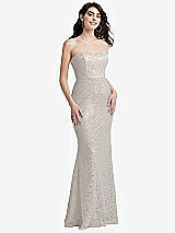 Front View Thumbnail - Oyster Sweetheart Strapless Sequin Lace Trumpet Gown