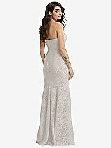 Rear View Thumbnail - Oyster Sweetheart Strapless Sequin Lace Trumpet Gown