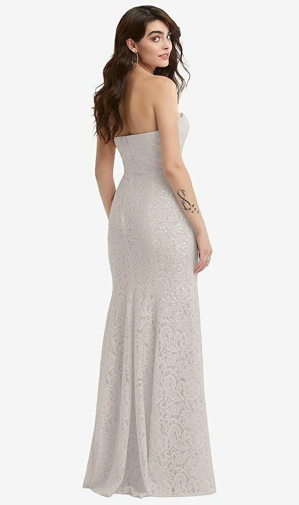Back View - Oyster Sweetheart Strapless Sequin Lace Trumpet Gown