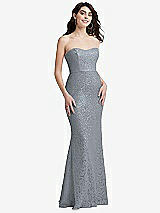 Front View Thumbnail - Platinum Sweetheart Strapless Sequin Lace Trumpet Gown