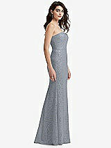 Side View Thumbnail - Platinum Sweetheart Strapless Sequin Lace Trumpet Gown