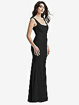 Side View Thumbnail - Black Scoop Back Sequin Lace Trumpet Gown