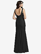 Rear View Thumbnail - Black Scoop Back Sequin Lace Trumpet Gown