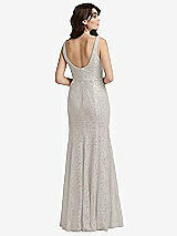 Rear View Thumbnail - Oyster Scoop Back Sequin Lace Trumpet Gown