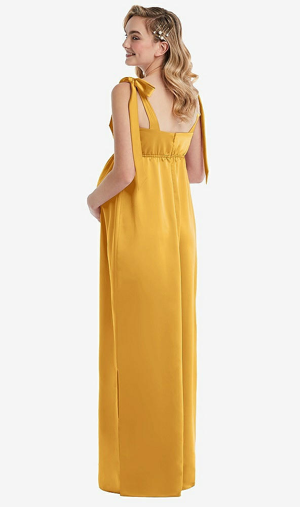Back View - NYC Yellow Flat Tie-Shoulder Empire Waist Maternity Dress