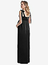Rear View Thumbnail - Black Flat Tie-Shoulder Empire Waist Maternity Dress