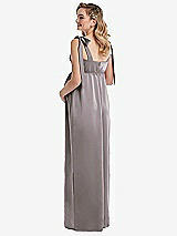 Rear View Thumbnail - Cashmere Gray Flat Tie-Shoulder Empire Waist Maternity Dress