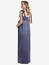 Rear View Thumbnail - French Blue Flat Tie-Shoulder Empire Waist Maternity Dress