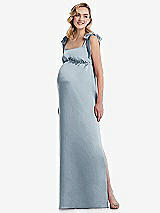 Front View Thumbnail - Mist Flat Tie-Shoulder Empire Waist Maternity Dress