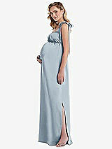 Side View Thumbnail - Mist Flat Tie-Shoulder Empire Waist Maternity Dress