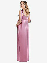 Rear View Thumbnail - Powder Pink Flat Tie-Shoulder Empire Waist Maternity Dress