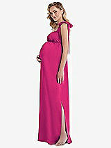 Side View Thumbnail - Think Pink Flat Tie-Shoulder Empire Waist Maternity Dress