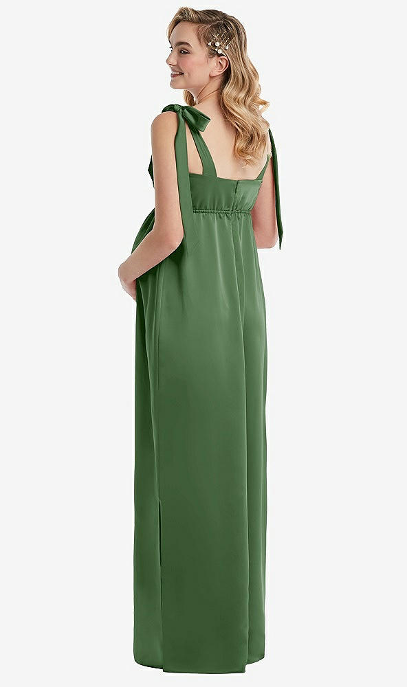 Back View - Vineyard Green Flat Tie-Shoulder Empire Waist Maternity Dress