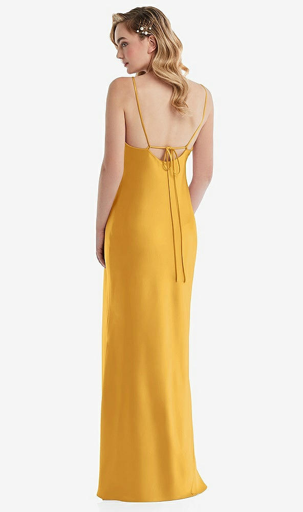 Back View - NYC Yellow Cowl-Neck Tie-Strap Maternity Slip Dress