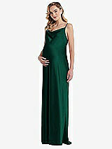 Front View Thumbnail - Hunter Green Cowl-Neck Tie-Strap Maternity Slip Dress