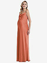Side View Thumbnail - Terracotta Copper Cowl-Neck Tie-Strap Maternity Slip Dress