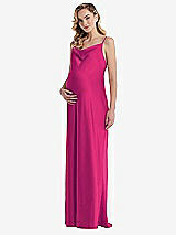 Front View Thumbnail - Think Pink Cowl-Neck Tie-Strap Maternity Slip Dress