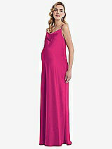 Side View Thumbnail - Think Pink Cowl-Neck Tie-Strap Maternity Slip Dress