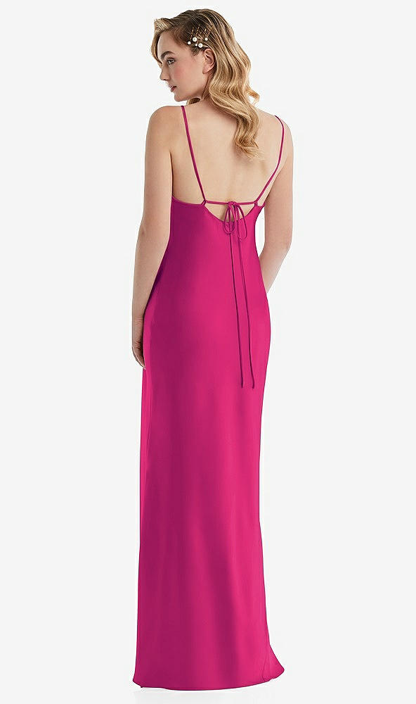 Back View - Think Pink Cowl-Neck Tie-Strap Maternity Slip Dress
