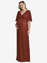 Front View Thumbnail - Auburn Moon Flutter Bell Sleeve Empire Maternity Dress