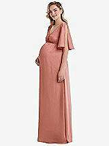 Side View Thumbnail - Desert Rose Flutter Bell Sleeve Empire Maternity Dress