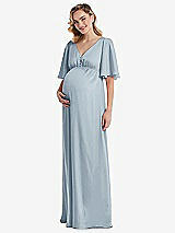 Front View Thumbnail - Mist Flutter Bell Sleeve Empire Maternity Dress