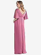 Rear View Thumbnail - Orchid Pink Flutter Bell Sleeve Empire Maternity Dress