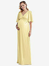 Front View Thumbnail - Pale Yellow Flutter Bell Sleeve Empire Maternity Dress