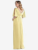 Rear View Thumbnail - Pale Yellow Flutter Bell Sleeve Empire Maternity Dress