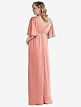 Rear View Thumbnail - Rose - PANTONE Rose Quartz Flutter Bell Sleeve Empire Maternity Dress