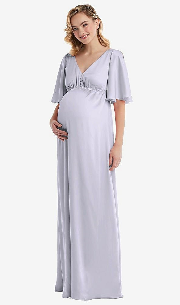 Front View - Silver Dove Flutter Bell Sleeve Empire Maternity Dress