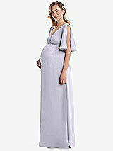 Side View Thumbnail - Silver Dove Flutter Bell Sleeve Empire Maternity Dress