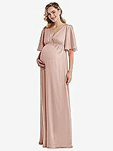 Front View Thumbnail - Toasted Sugar Flutter Bell Sleeve Empire Maternity Dress
