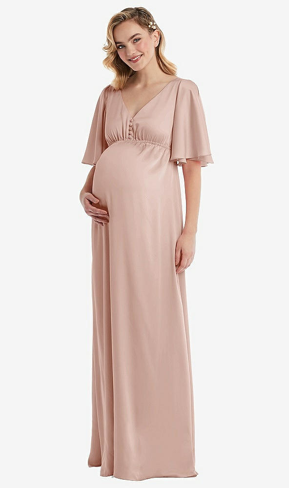 Front View - Toasted Sugar Flutter Bell Sleeve Empire Maternity Dress