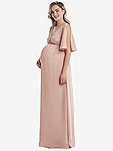 Side View Thumbnail - Toasted Sugar Flutter Bell Sleeve Empire Maternity Dress
