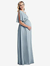 Side View Thumbnail - Mist One-Shoulder Flutter Sleeve Maternity Dress