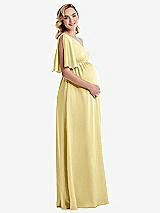 Side View Thumbnail - Pale Yellow One-Shoulder Flutter Sleeve Maternity Dress