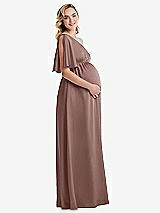 Side View Thumbnail - Sienna One-Shoulder Flutter Sleeve Maternity Dress
