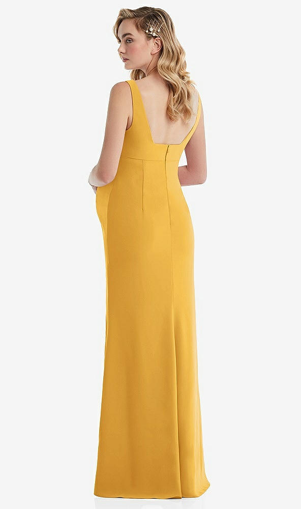 Back View - NYC Yellow Wide Strap Square Neck Maternity Trumpet Gown