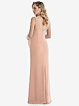 Rear View Thumbnail - Pale Peach Wide Strap Square Neck Maternity Trumpet Gown