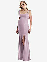 Front View Thumbnail - Suede Rose Wide Strap Square Neck Maternity Trumpet Gown